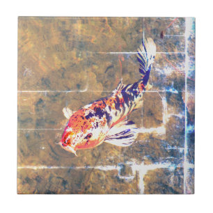 Weathered Japanese Koi Image Fliese