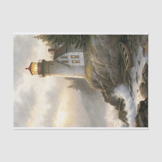 Weathered Lighthouse At Dusk Decoupage Seidenpapier (Vorderseite)