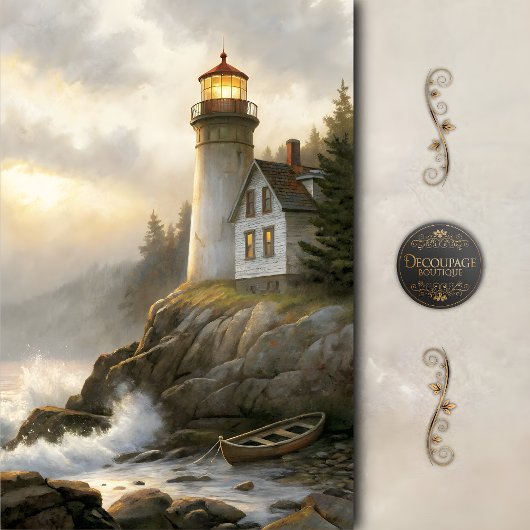 Weathered Lighthouse At Dusk Decoupage Seidenpapier