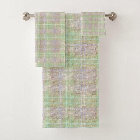 Weathered Neutral Sage Plaid Badhandtuch Set (Insitu)