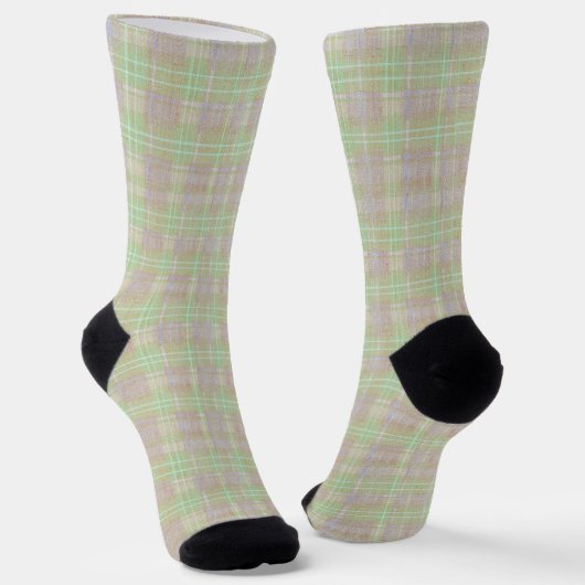 Weathered Neutral Sage Plaid Socken (Gewinkelt)