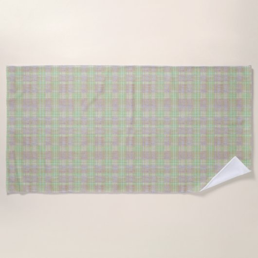 Weathered Neutral Sage Plaid Strandtuch (Vorderseite)