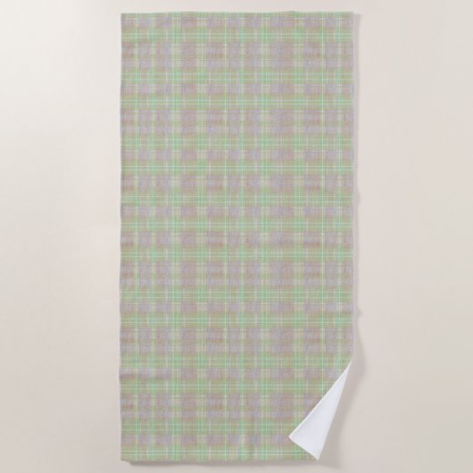 Weathered Neutral Sage Plaid Strandtuch (Vorderseite)