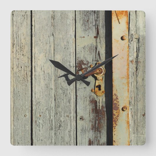 Weathered Rusty Door Handle Quadratische Wanduhr (Vorderseite)