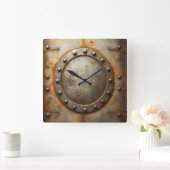 weathered steel, metal look quadratische wanduhr (Zuhause)