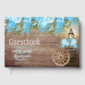 Weathered Wood Barrel - Baby Blue Blume Gästebuch (Vorderseite)