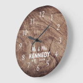 Weathered Wood Farmhouse Wedding Mr And Mrs Große Wanduhr (Winkel)