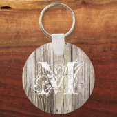 Weathered Wood Monogrammed Schlüsselanhänger (Vorderseite)