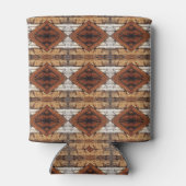 Weathered Wood Planks Diamond Pattern Mixed Media Dosenkühler (Rückseite)