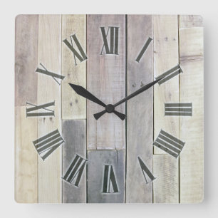 Weathered Wood Quadratische Wanduhr