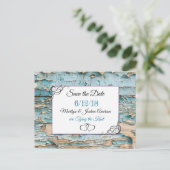WEathered Wood Wedding Save the Date Postcard Postkarte (Stehend Vorderseite)