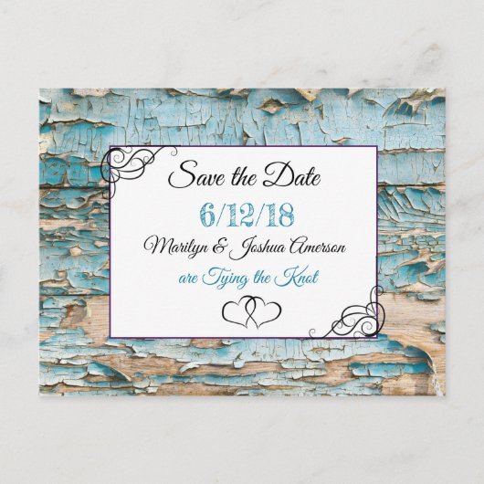 WEathered Wood Wedding Save the Date Postcard Postkarte (Vorderseite)