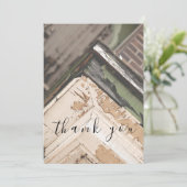 Weathered Wood White Green Flat Danke Karte (Stehend Vorderseite)