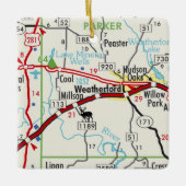 Weatherford TX Road Map Keramikornament (Vorderseite)