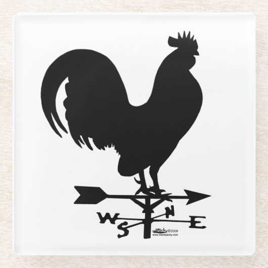 Weathervane Rooster Glasuntersetzer (Vorderseite)