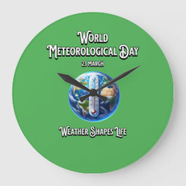 Weathr formt das Leben. Weltmeteorologischer Tag. Große Wanduhr