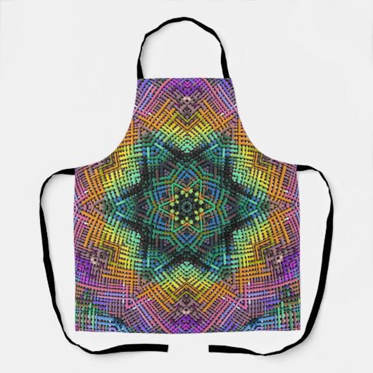 Weave Mandala Aquamarin Gelb und Rosa Schürze (Vorderseite)