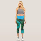 Weave Mandala Blue und Green Capri Leggings (Vorderseite)