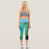 Weave Mandala Blue und Green Capri Leggings (Vorderseite)