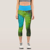 Weave Mandala Blue und Green Capri Leggings (Vorderseite)