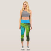Weave Mandala Blue und Green Capri Leggings (Vorderseite)