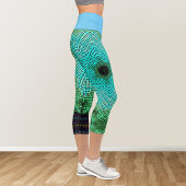 Weave Mandala Blue und Green Capri Leggings