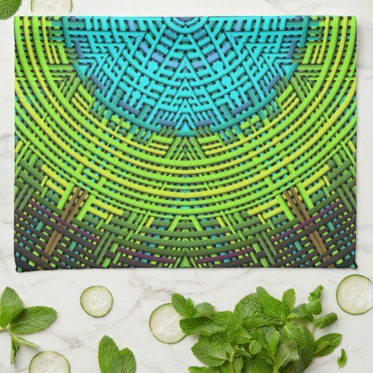 Weave Mandala Blue und Green Geschirrtuch (Gefaltet)