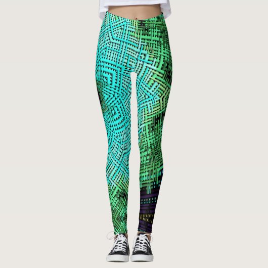 Weave Mandala Blue und Green Leggings (Vorderseite)