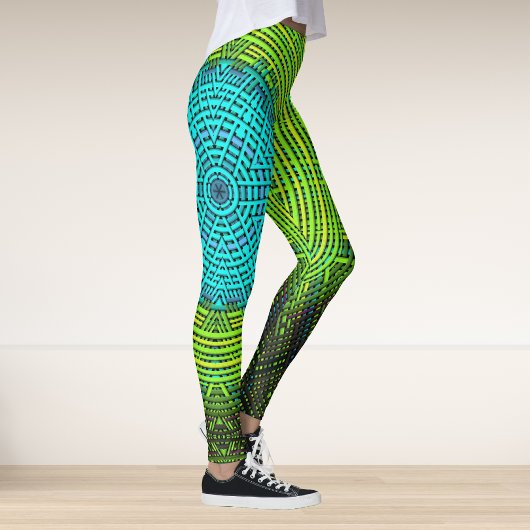 Weave Mandala Blue und Green Leggings