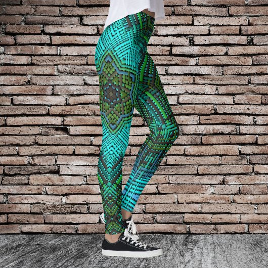 Weave Mandala Blue und Green Leggings