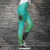 Weave Mandala Blue und Green Leggings