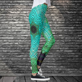 Weave Mandala Blue und Green Leggings