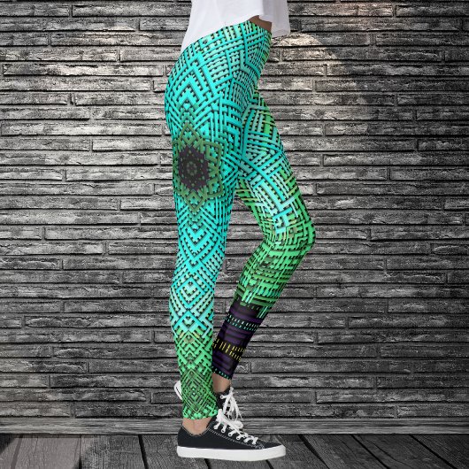 Weave Mandala Blue und Green Leggings