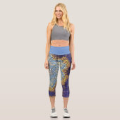 Weave Mandala Blue und Yellow Capri Leggings (Vorderseite)