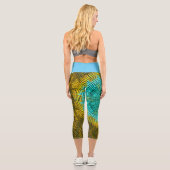 Weave Mandala Blue und Yellow Capri Leggings (Rückseite)