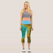 Weave Mandala Blue und Yellow Capri Leggings (Vorderseite)