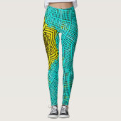 Weave Mandala Blue und Yellow Leggings (Vorderseite)