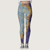 Weave Mandala Blue und Yellow Leggings (Vorderseite)