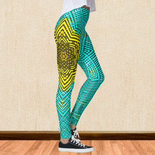 Weave Mandala Blue und Yellow Leggings