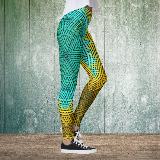 Weave Mandala Blue und Yellow Leggings