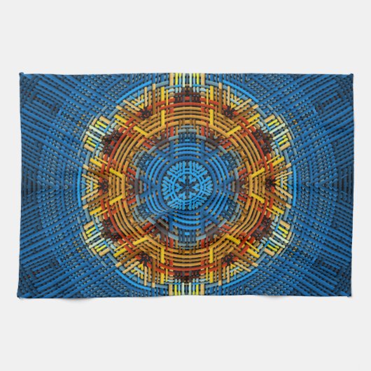 Weave Mandala Blue Yellow und Red Geschirrtuch (Horizontal)