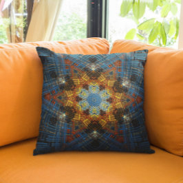 Weave Mandala Blue Yellow und Red Kissen