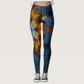 Weave Mandala Blue Yellow und Red Leggings (Vorderseite)