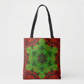 Weave Mandala Blume Rot und Grün Tasche (Vorderseite)