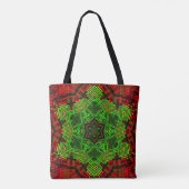 Weave Mandala Blume Rot und Grün Tasche (Rückseite)