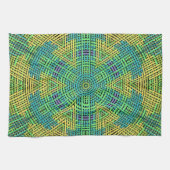 Weave Mandala Gelb Grün und Blau Geschirrtuch (Horizontal)