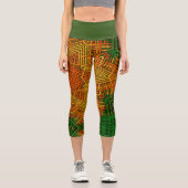 Weave Mandala Gelb Orange und Grün Capri Leggings (Vorderseite)