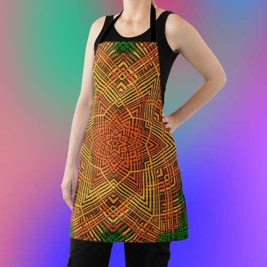 Weave Mandala Gelb Orange und Grün Schürze