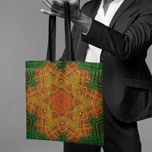 Weave Mandala Gelb Orange und Grün Tasche