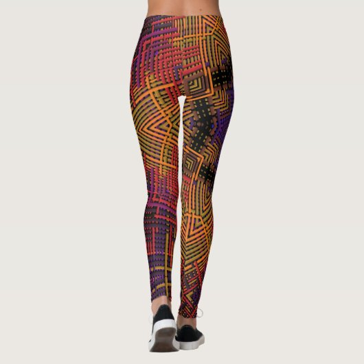 Weave Mandala Gelb Orange und Lila Leggings (Rückseite)